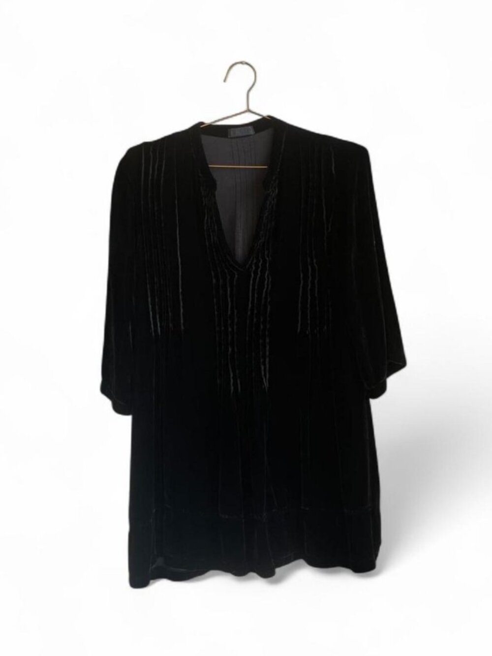 Vintage CP Shades Black Velvet Silk Blend Tunic Dress Size Small